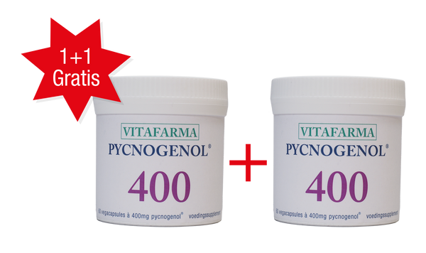 NIEUW: Pycnogenol® 400: de sterkste Pycnogenol® tot nu toe! 60 vegacapsules: 1 + 1 GRATIS