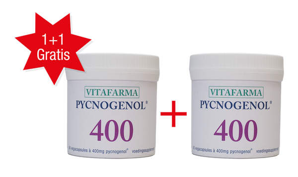Pycnogenol® 400: de sterkste. 60 Vcaps per verpakking. Nu met de hoogste korting 1 + 1 gratis